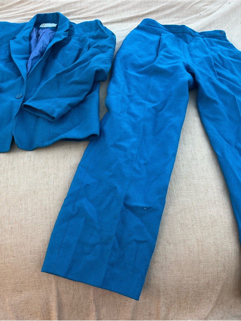 Collegian of California Vintage 70’s Teal Wool Secretary Pant Suit Size Small